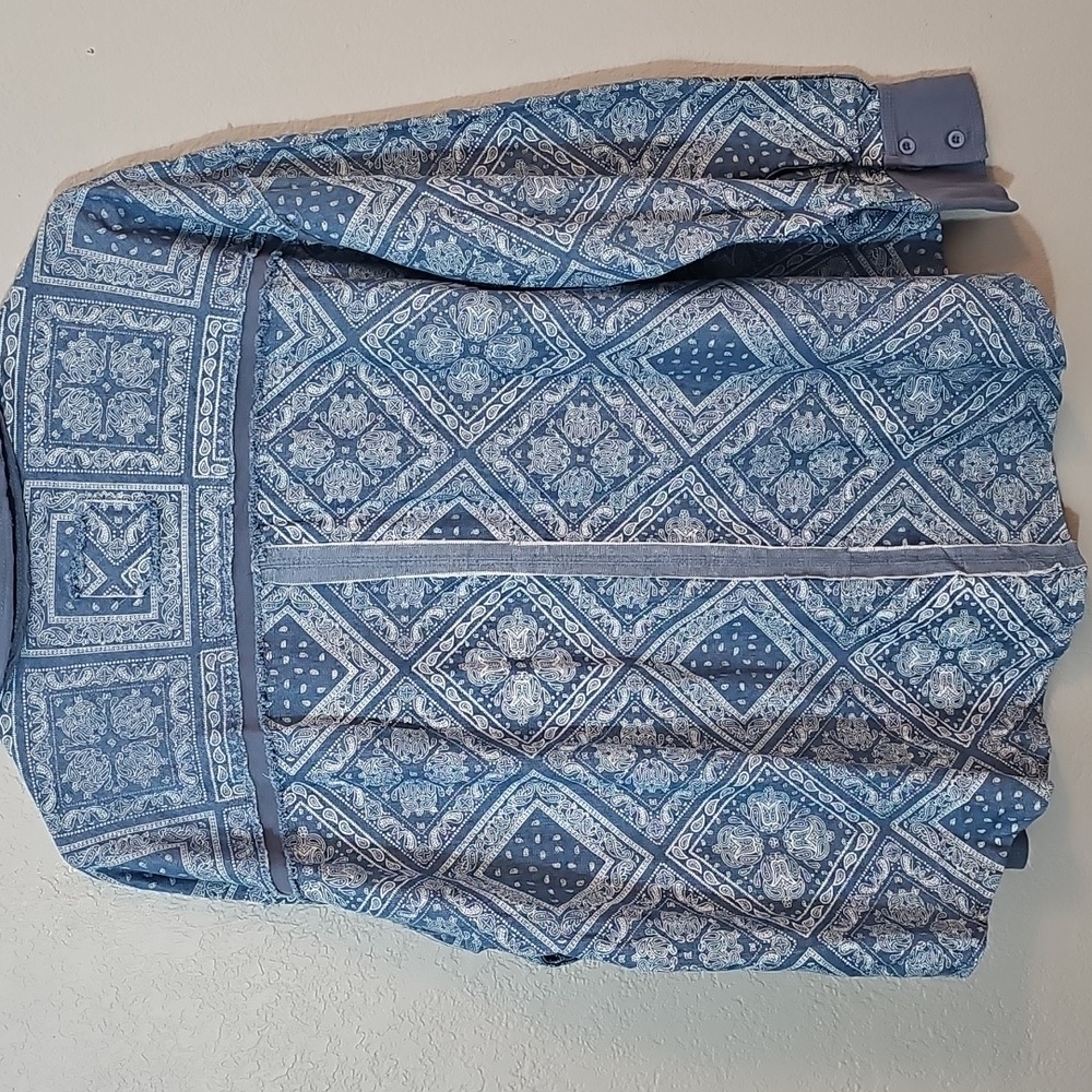 NWT Umgee Paisley Print Denim Shirt Jacket, Womens Medium Oversized Cotton Blend - Picture 8 of 10